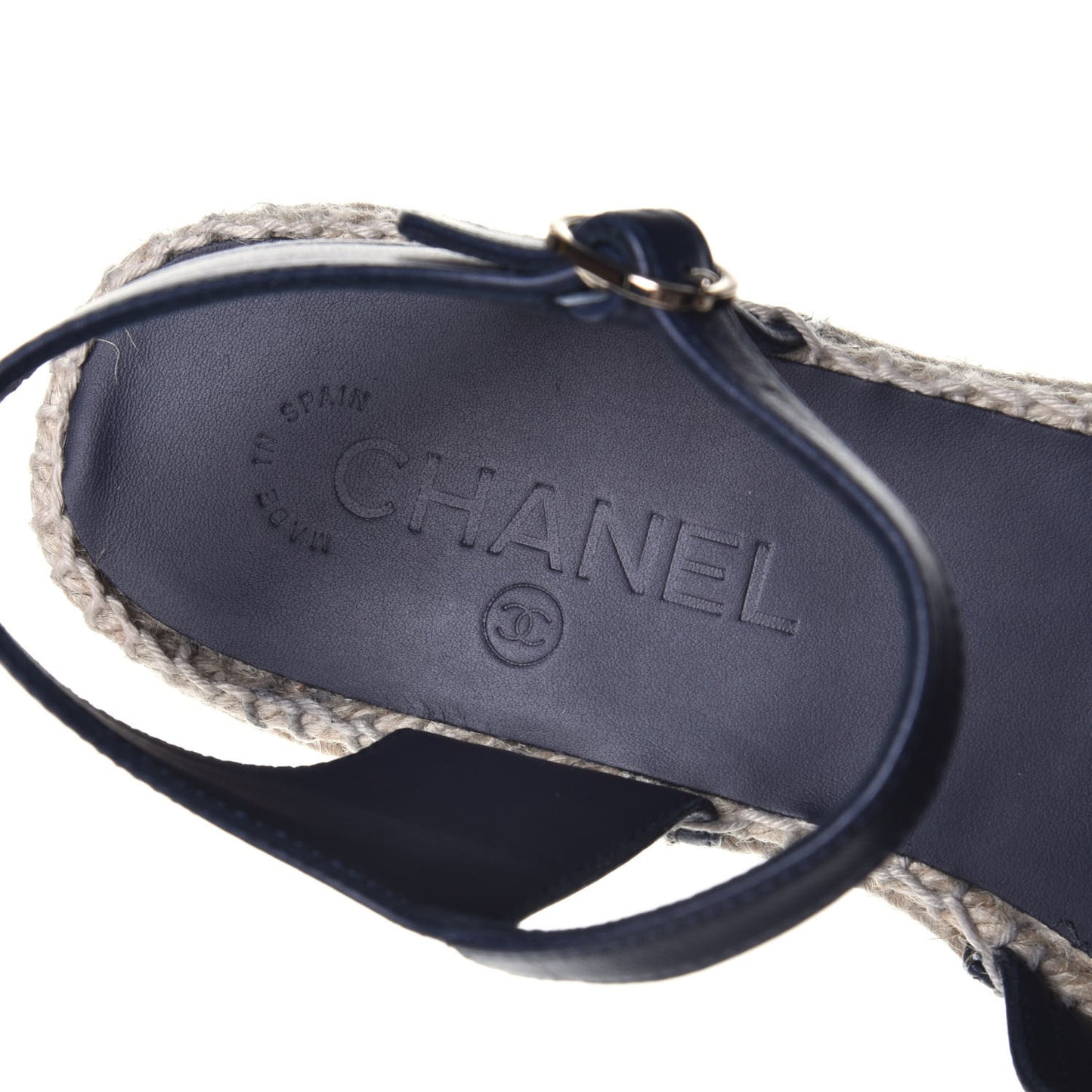 Lambskin Cap Toe CC Espadrille Sandals 38 Navy