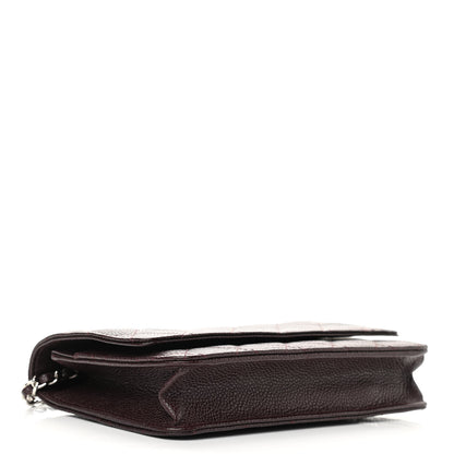 Chanel Caviar Quilted Wallet on Chain WOC Burgundy 4 of 11