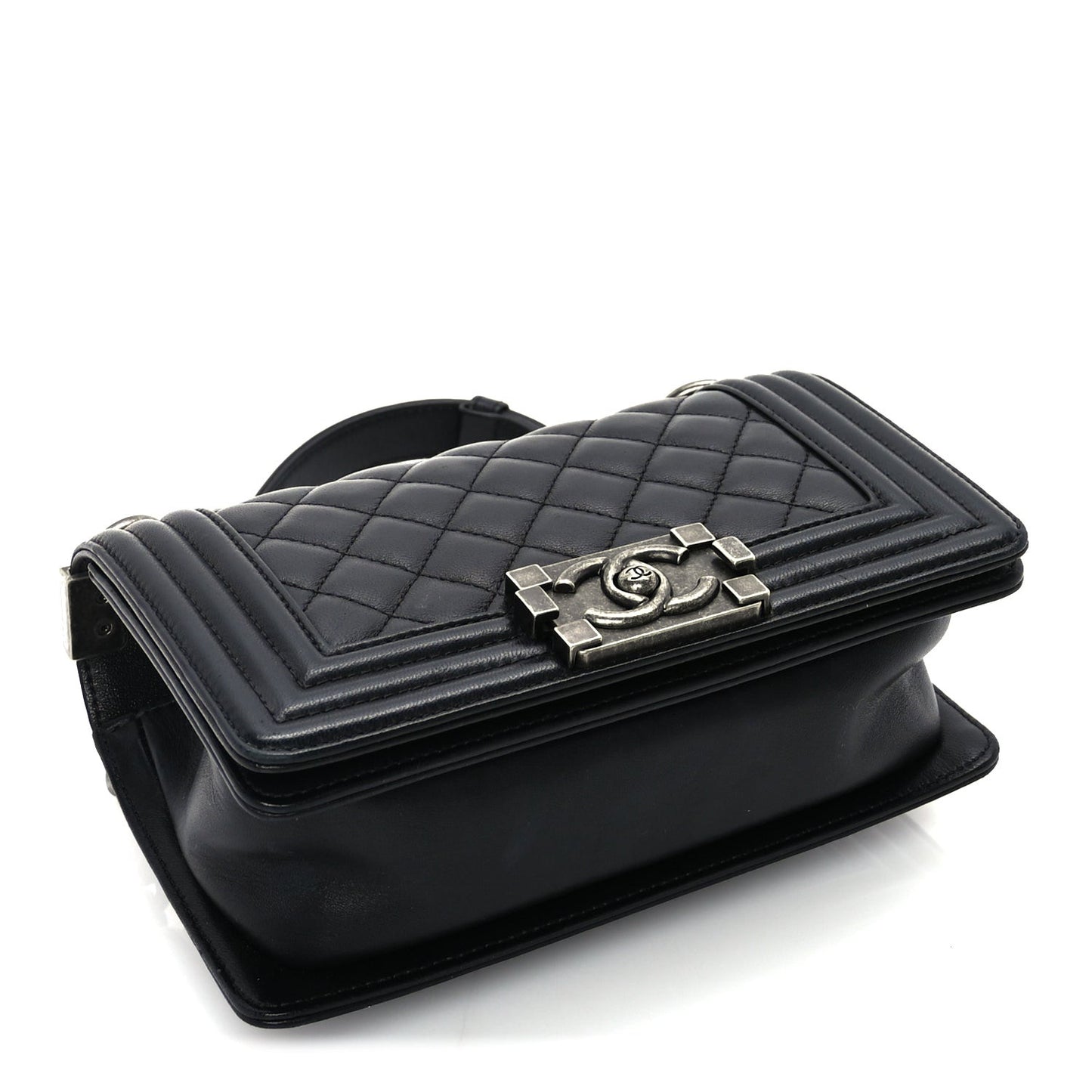 Lambskin Quilted Small Boy Flap Black