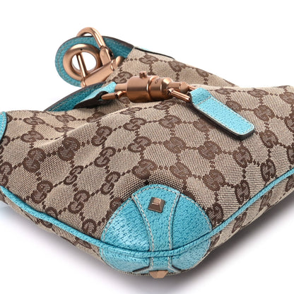 Gucci Monogram Mini Piston Lock Jackie O Hobo Blue 7 of 8