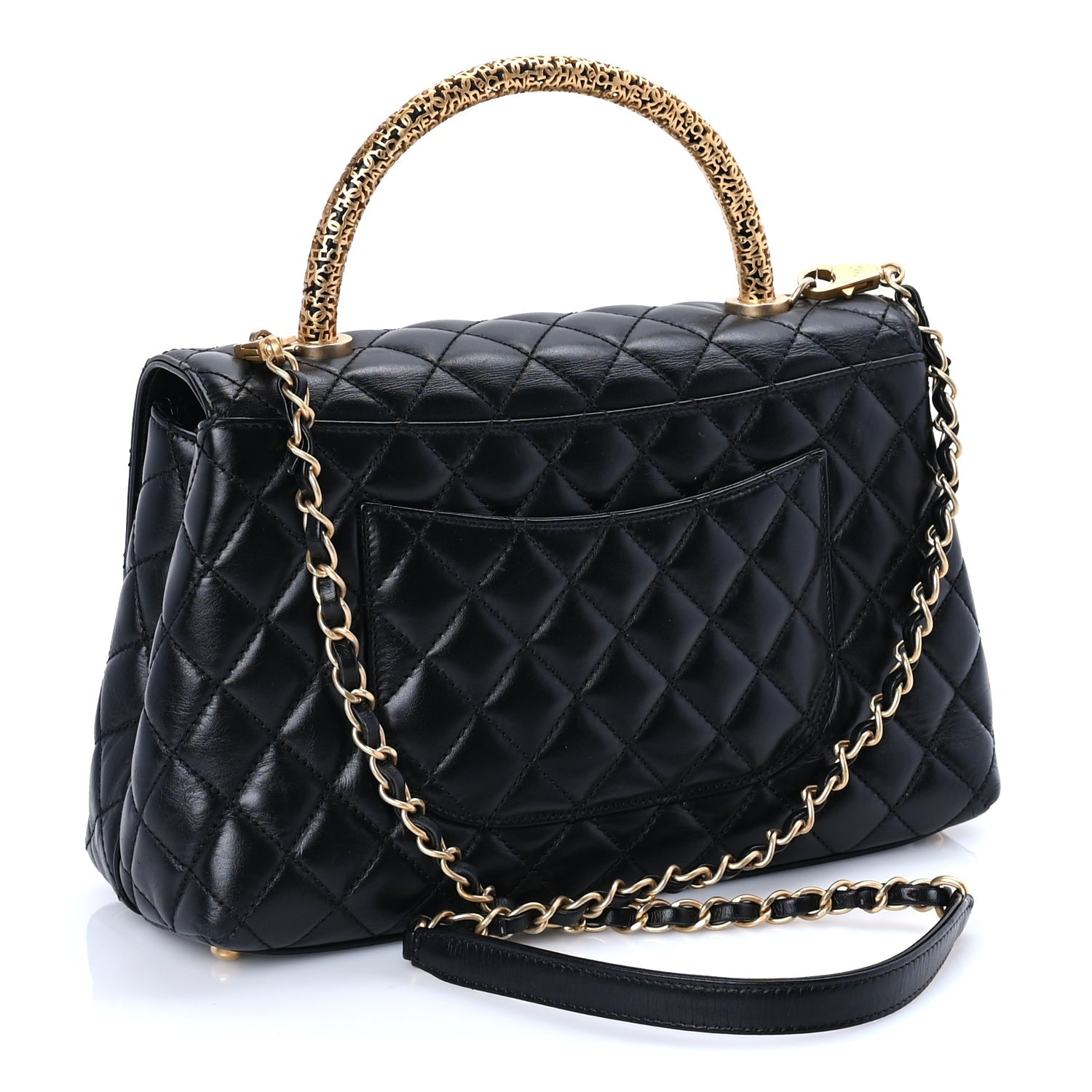 Chanel Calfskin Quilted Small Logo Coco Handle Flap Black 2 of 7