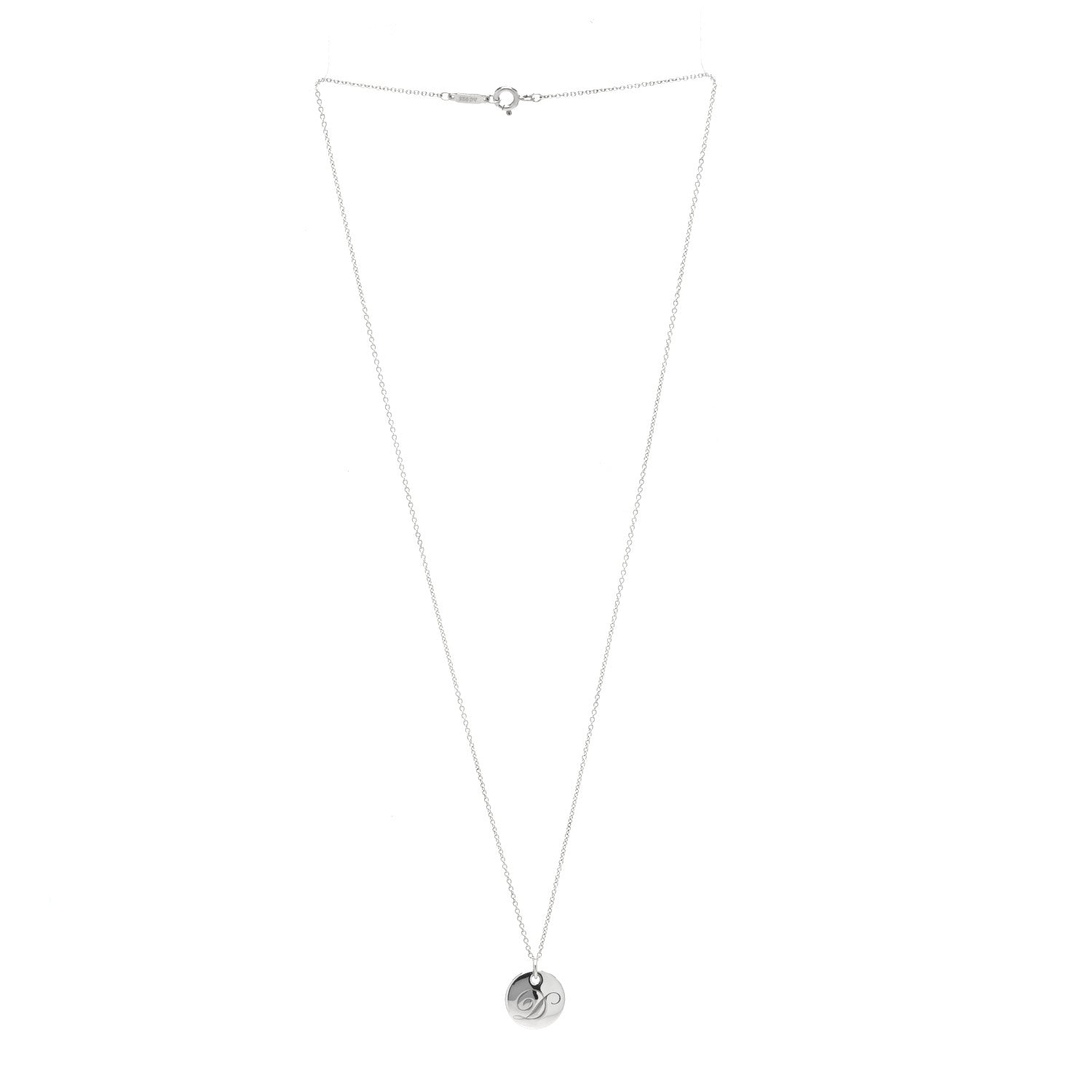 Tiffany Sterling Silver Letter D Round Pendant Necklace 2 of 5