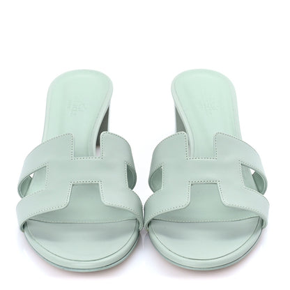 Hermes Calfskin Oasis Sandals 39.5 Vert D'eau 3 of 7