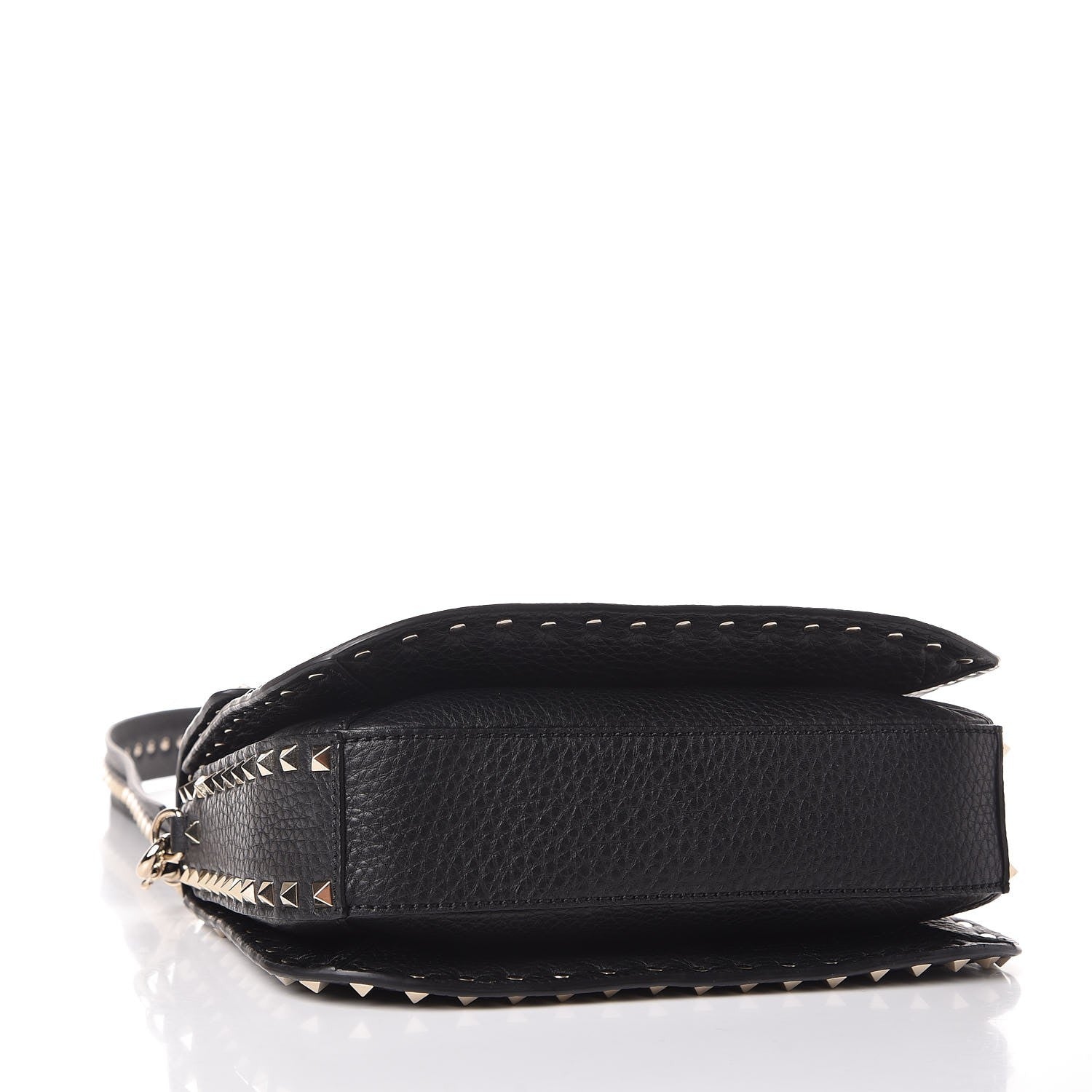 Valentino Garavani Pebbled Calfskin Medium Rockstud Flap Saddle Bag Black 4 of 7
