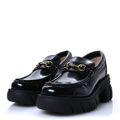 Gucci Magnum Calfskin Nappa Samoa Womens Horsebit Platform Chunky Lug Sole 40mm Loafers 35 Black 4 of 7