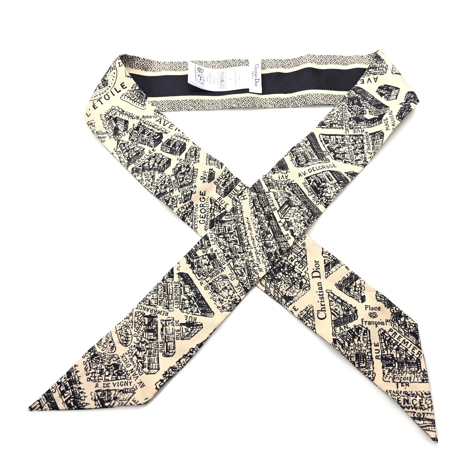 Christian Dior Silk Plan De Paris Mitzah Scarf Beige Black 1 of 3