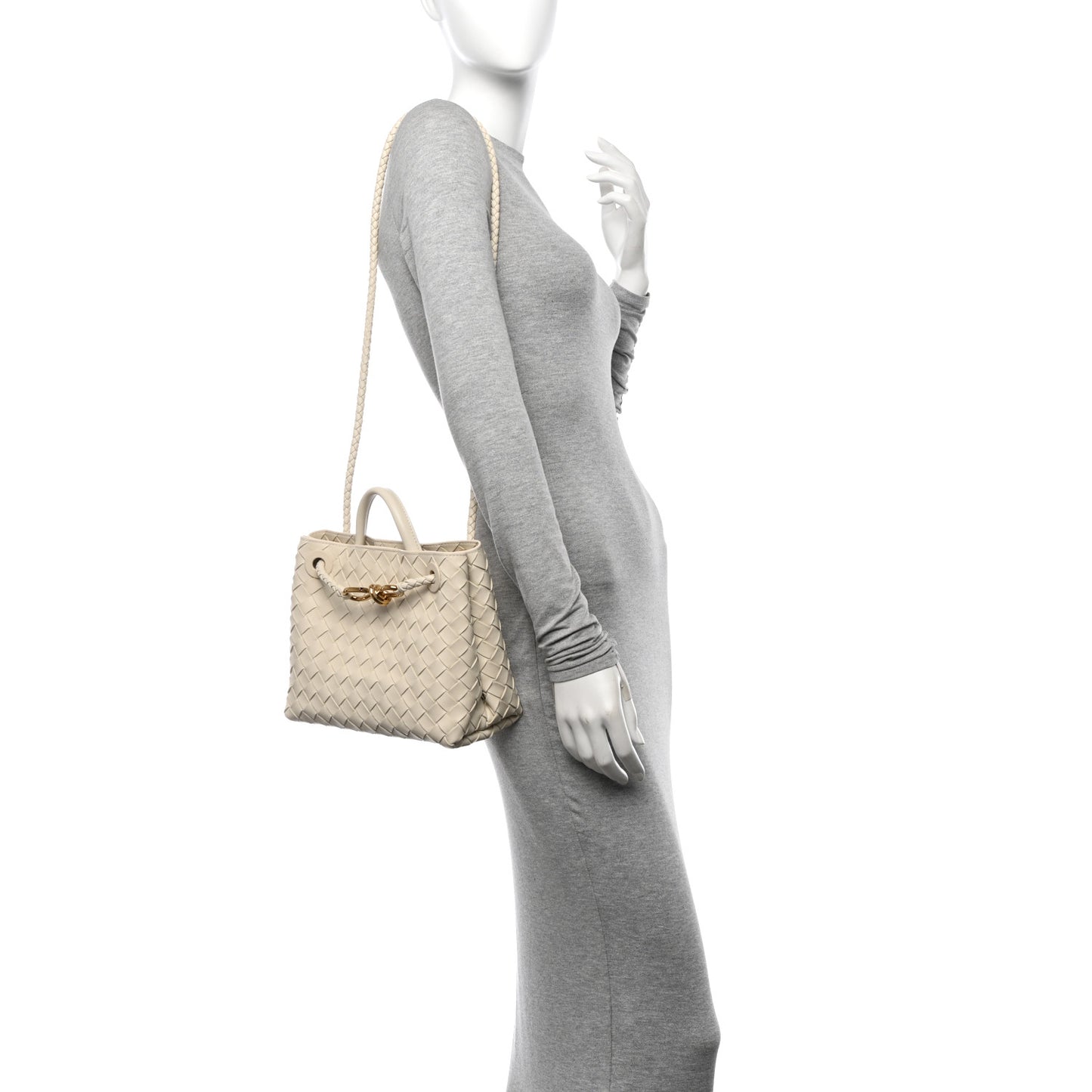 Nappa Intrecciato Small Andiamo Shoulder Bag Sea Salt