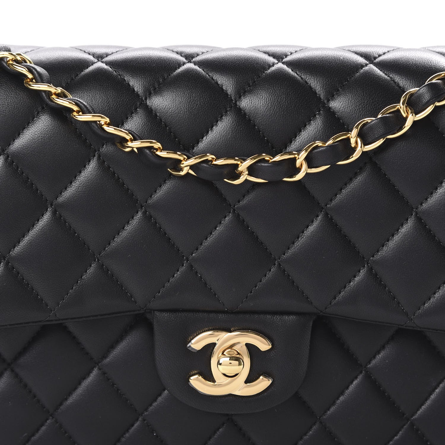 Chanel Lambskin Quilted Medium Double Flap Black 11 of 12