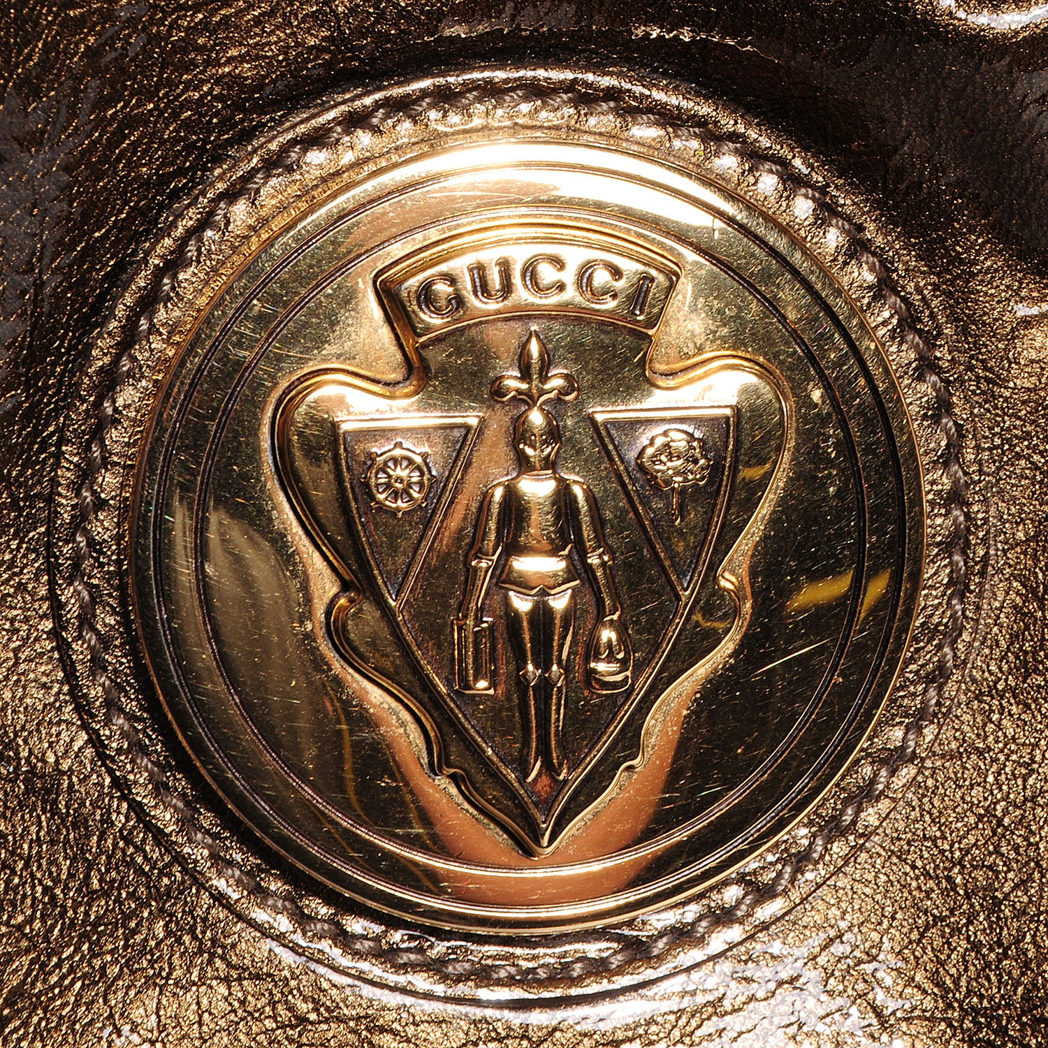 Gucci Patent Leather Medium Hysteria Top Handle Bag Gold 6 of 9
