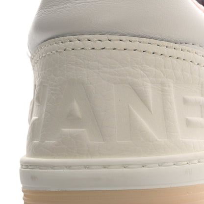 Chanel Grained Calfskin Fabric Womens Logo Sneakers 35.5 White Light Pink 10 of 13