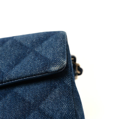 Chanel Printed Denim Quilted Mini Rectangular Flap Dark Blue 11 of 12