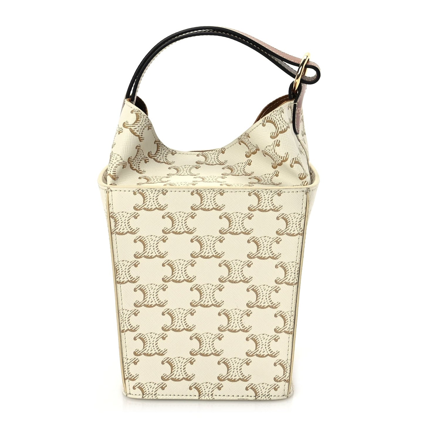 Triomphe Canvas Calfskin Strap Box Bag White