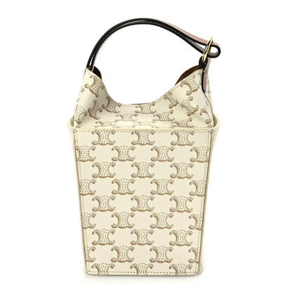 Celine Triomphe Canvas Calfskin Strap Box Bag White 1 of 8