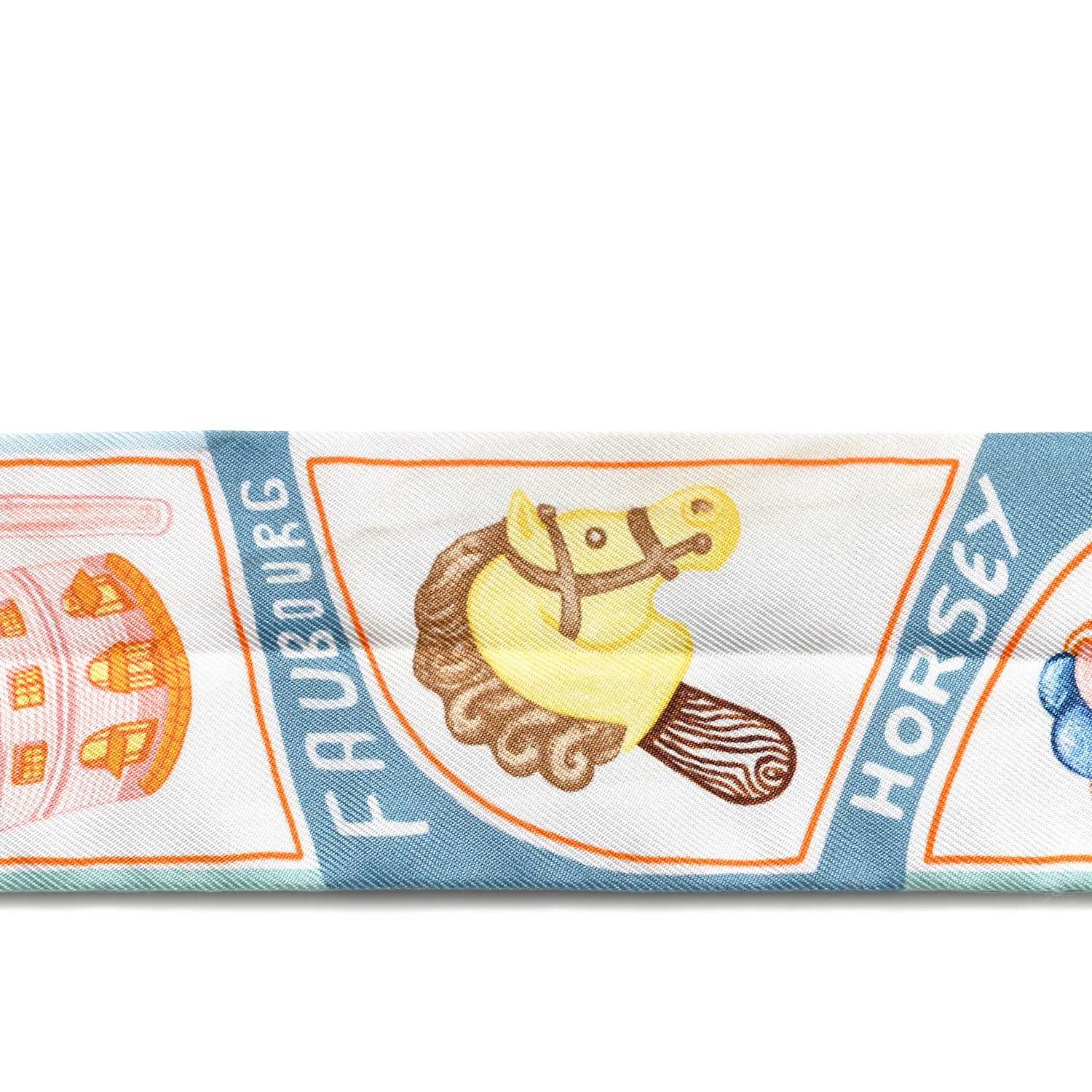 Hermes Silk Funny Ice Cream Twilly Aqua Orange Jaune 6 of 10