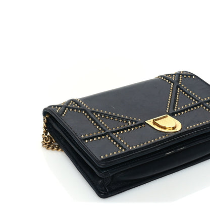 Christian Dior Calfskin Studded Diorama Wallet on Chain Pouch Green 7 of 8