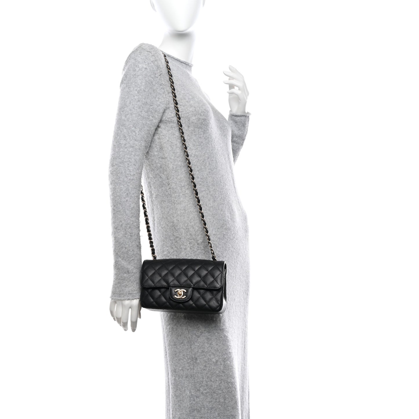 Caviar Quilted Mini Rectangular Flap Black