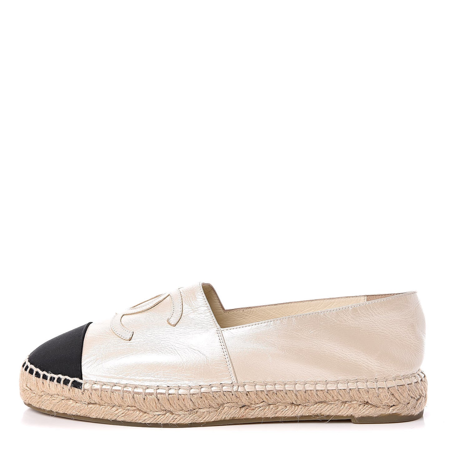 Iridescent Goatskin CC Espadrilles 40 Ivory Black