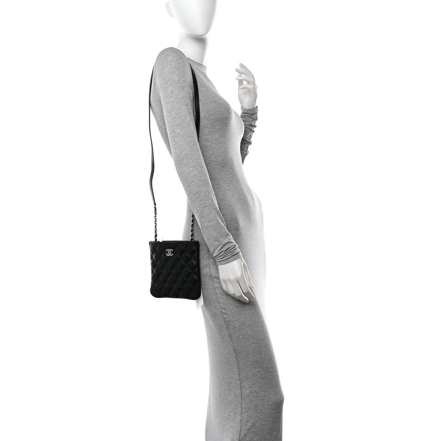 Lambskin Quilted Crossbody Bag Black