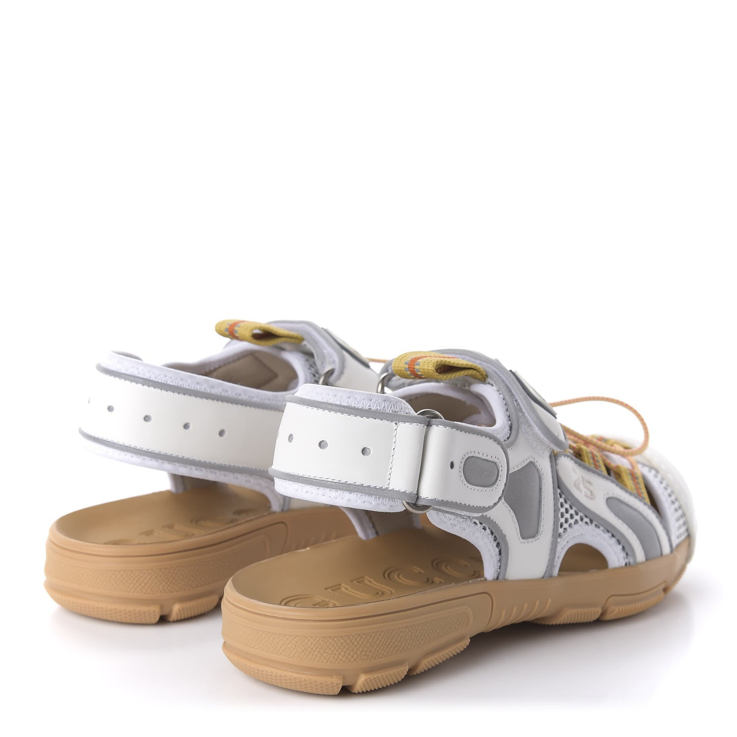 Gucci Mesh Fabric Tinsel Sport Sandals 37.5 White Silver 4 of 8