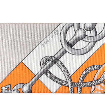Hermes Silk Cliquetis Twilly Orange White Gold 3 of 4