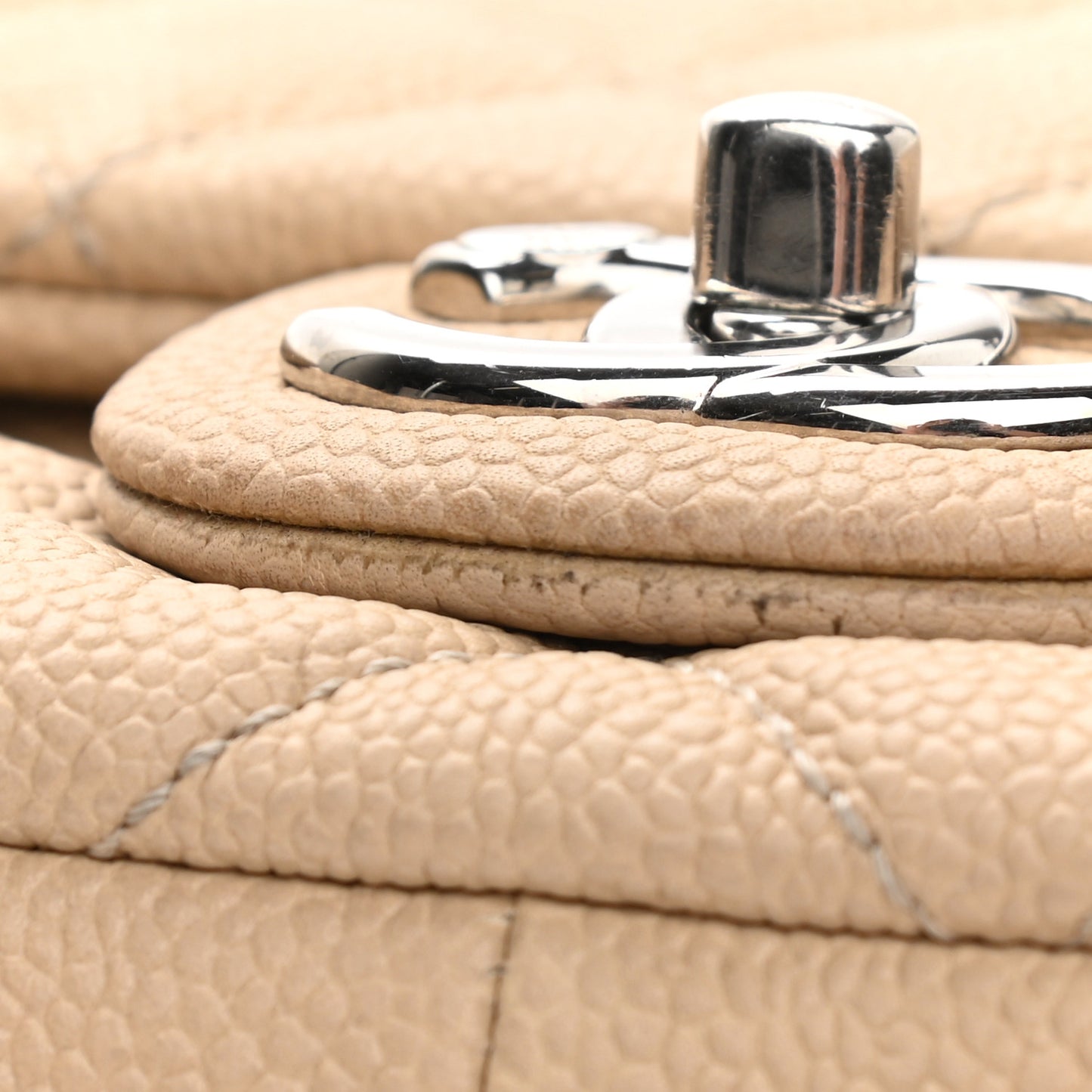 Caviar Quilted Medium Easy Flap Beige