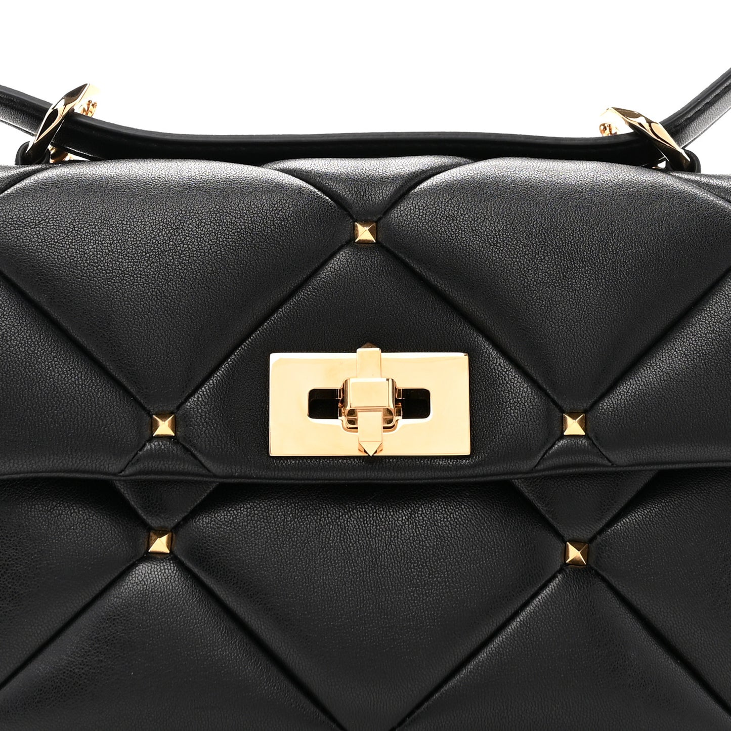 Nappa Medium Roman Stud Shoulder Bag Black