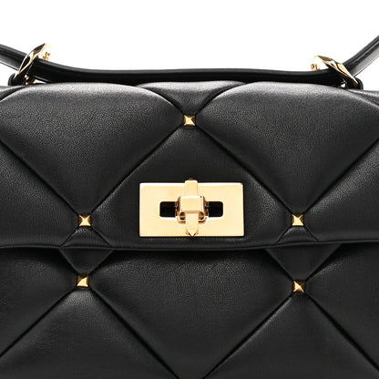 Valentino Garavani Nappa Medium Roman Stud Shoulder Bag Black 7 of 9