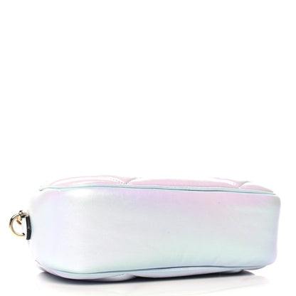 Gucci Iridescent Nappa Chevron Matelasse Small GG Marmont Chain Shoulder Bag Iridescent Snow Light Blue 4 of 7