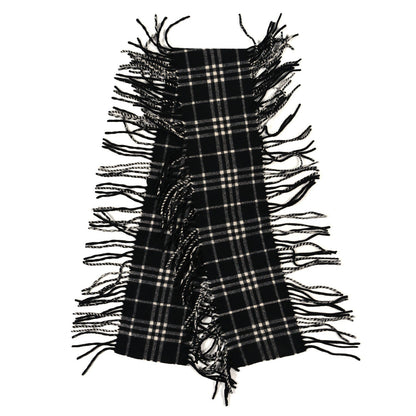 Burberry Cashmere Check Happy Fringe Scarf Black Calico 3 of 4