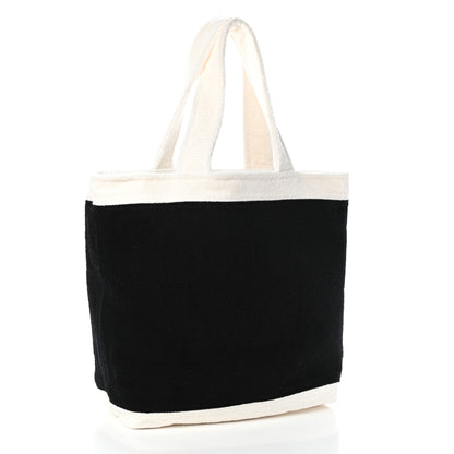 Chanel Terry Cotton CC Beach Tote Towel Set Black White 4 of 11