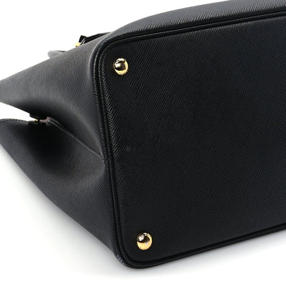 Prada Saffiano Cuir Medium Double Bag Black Mughetto 7 of 8