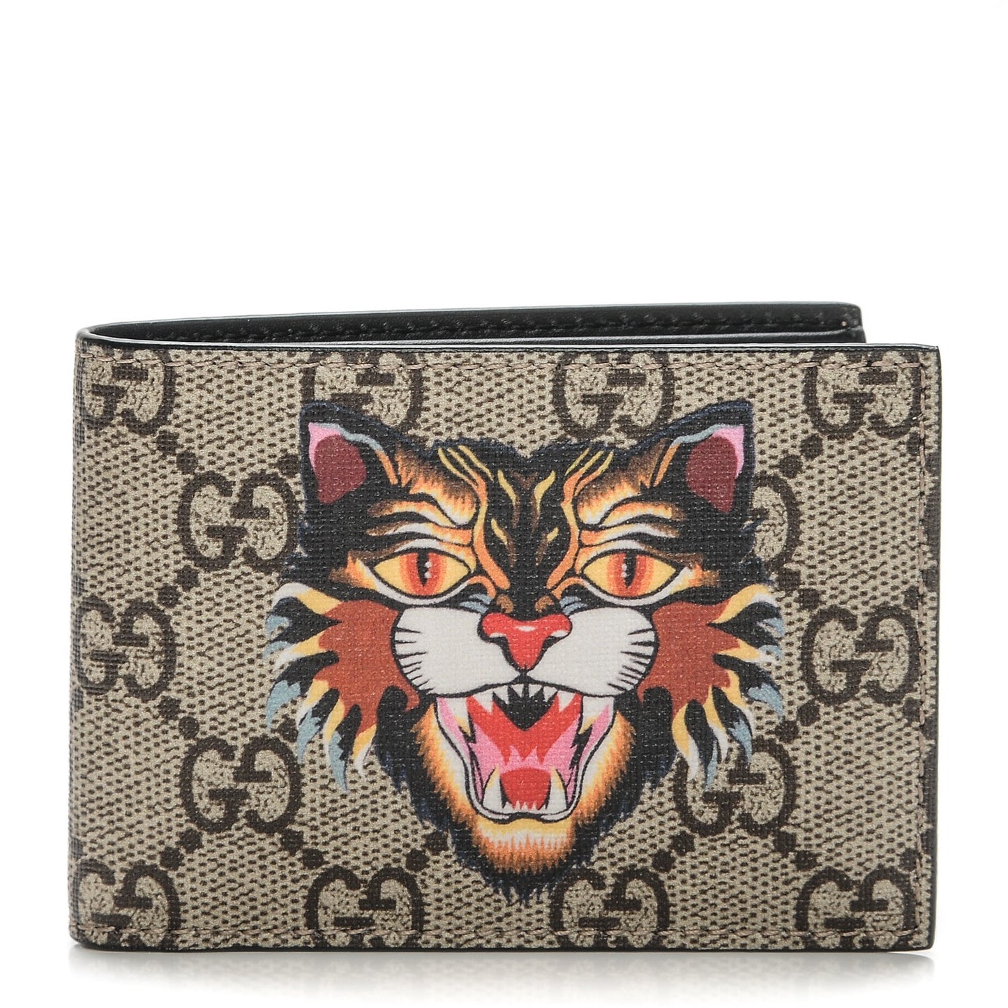 GG Supreme Monogram Angry Cat Bi-Fold Wallet