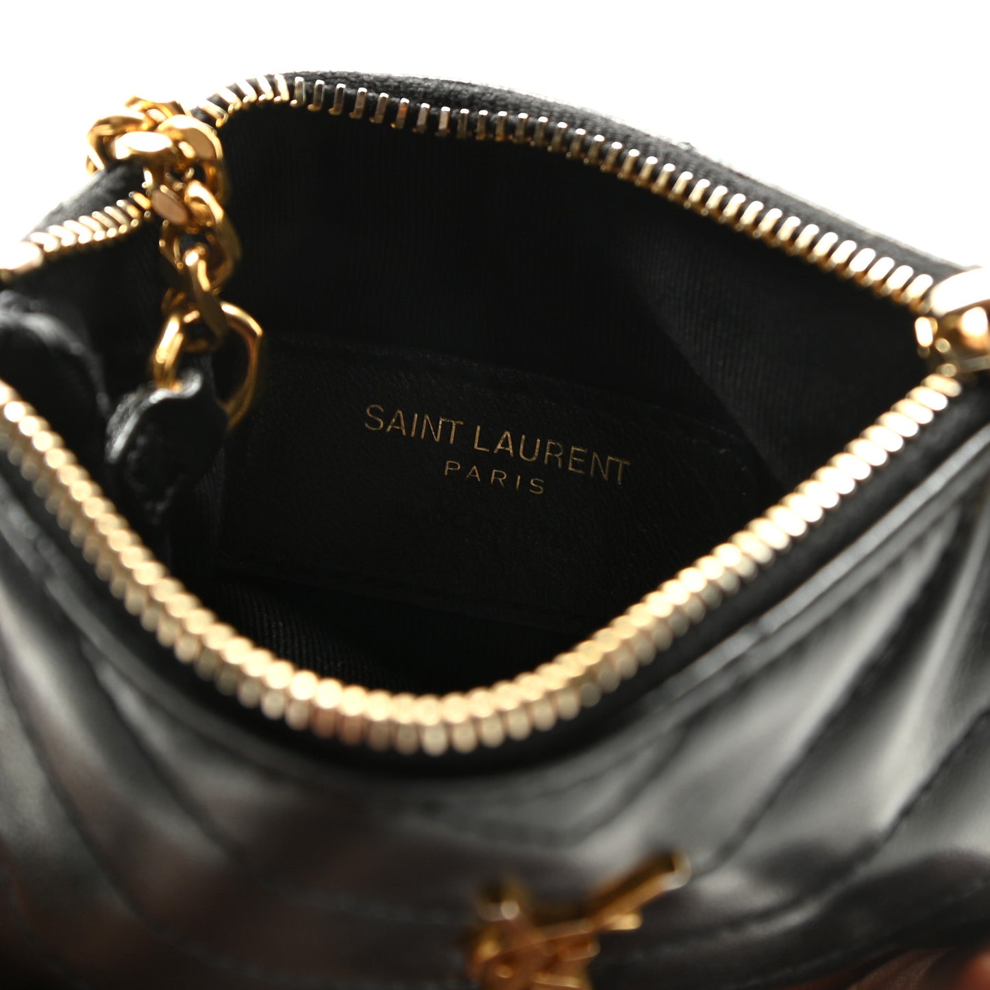 Calfskin Matelasse Monogram Key Pouch Black