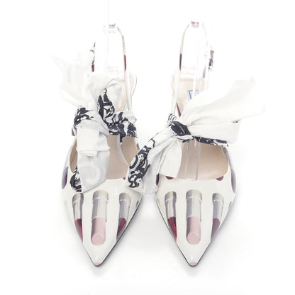 Prada Vernice Stampa 35mm Slingback Pumps 38 White Black 2 of 8