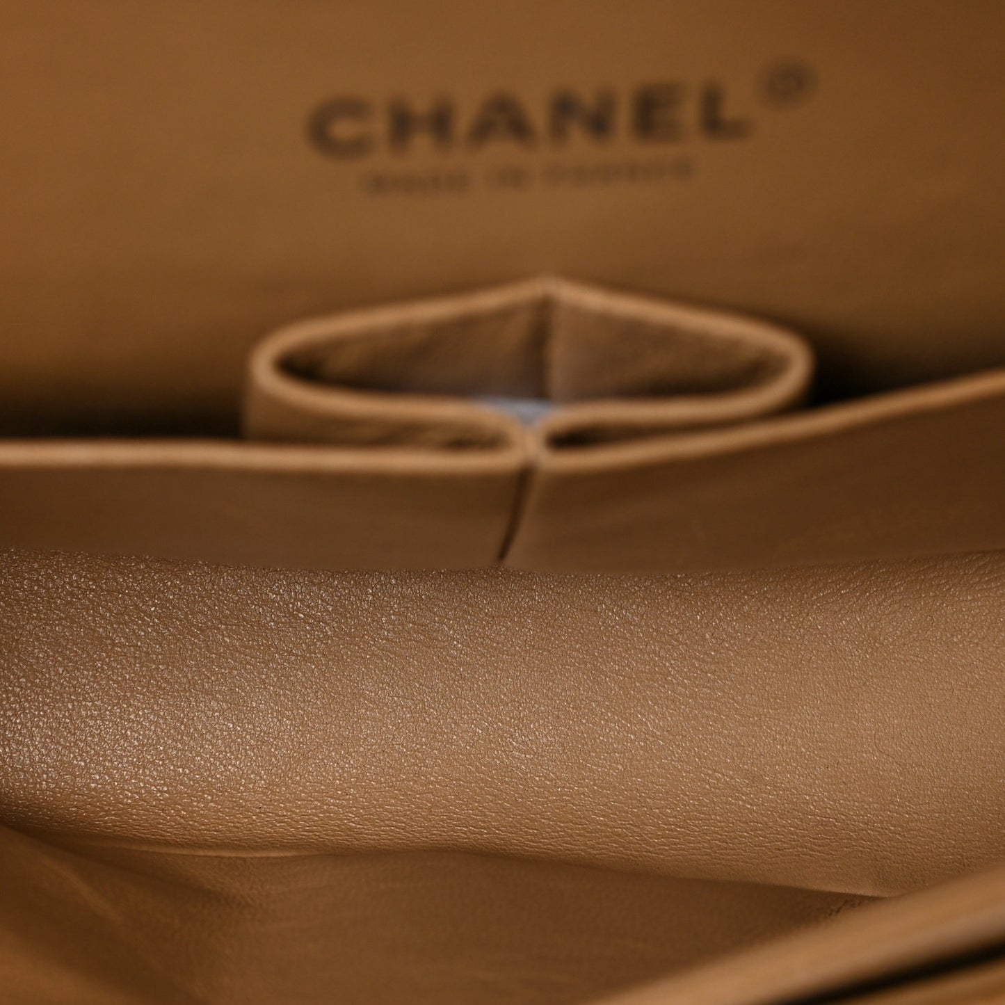 Caviar Quilted Medium Double Flap Beige