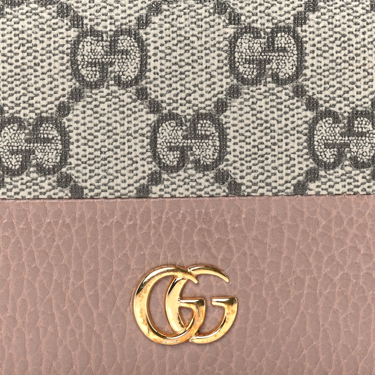 Gucci Dollar Calfskin GG Supreme Monogram GG Marmont Card Case Porcelain Rose Beige Ebony 6 of 6