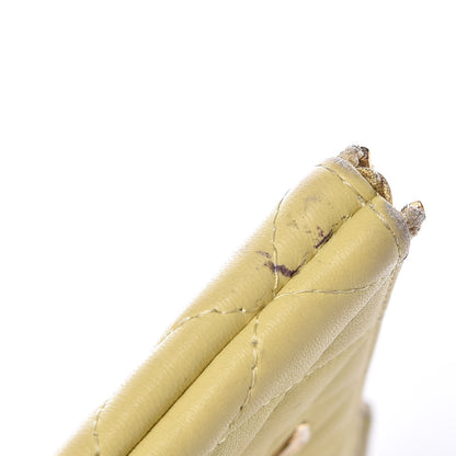 Chanel Lambskin Quilted Small Cosmetic Case Yellow 15 of 16