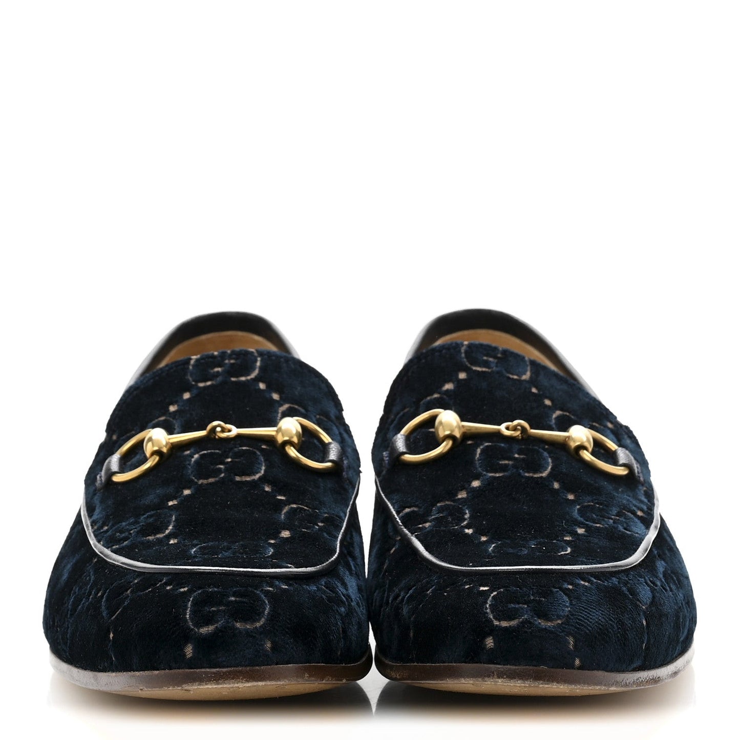 Velvet GG Monogram Horsebit Mens Jordaan Loafers 8.5 Blue Beige