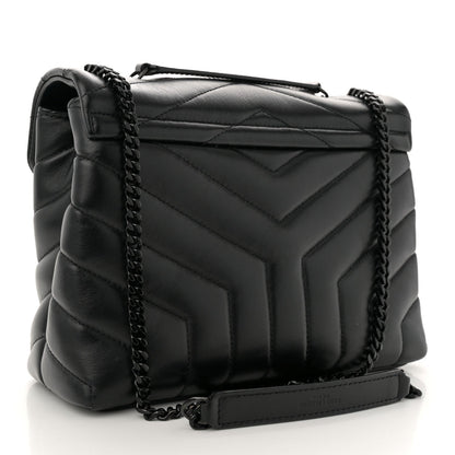 Saint Laurent Calfskin Y Quilted Monogram Monochrome Small Loulou Chain Satchel Black 3 of 7