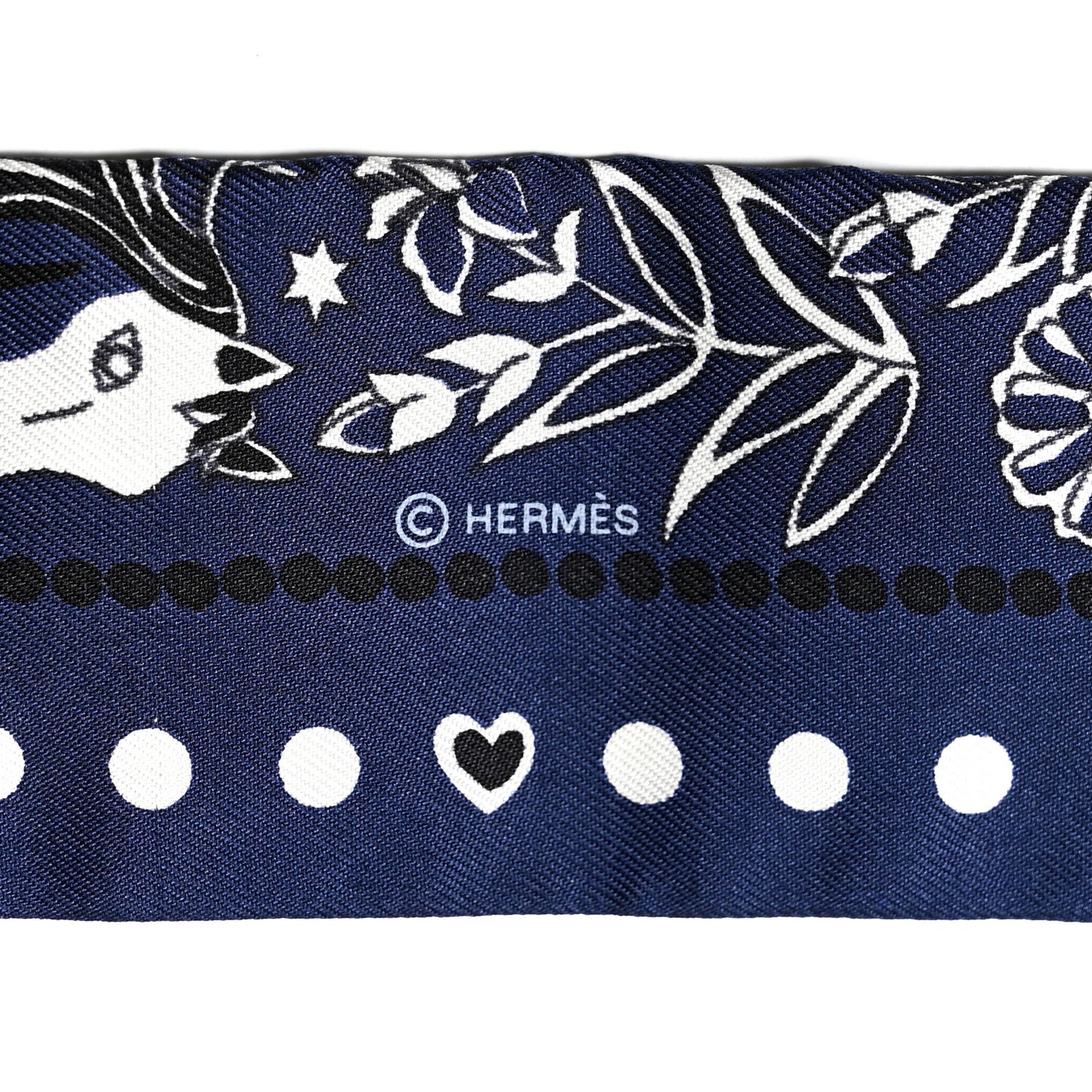 Silk Peuple Du Vent Bandana Twilly Marine White Black