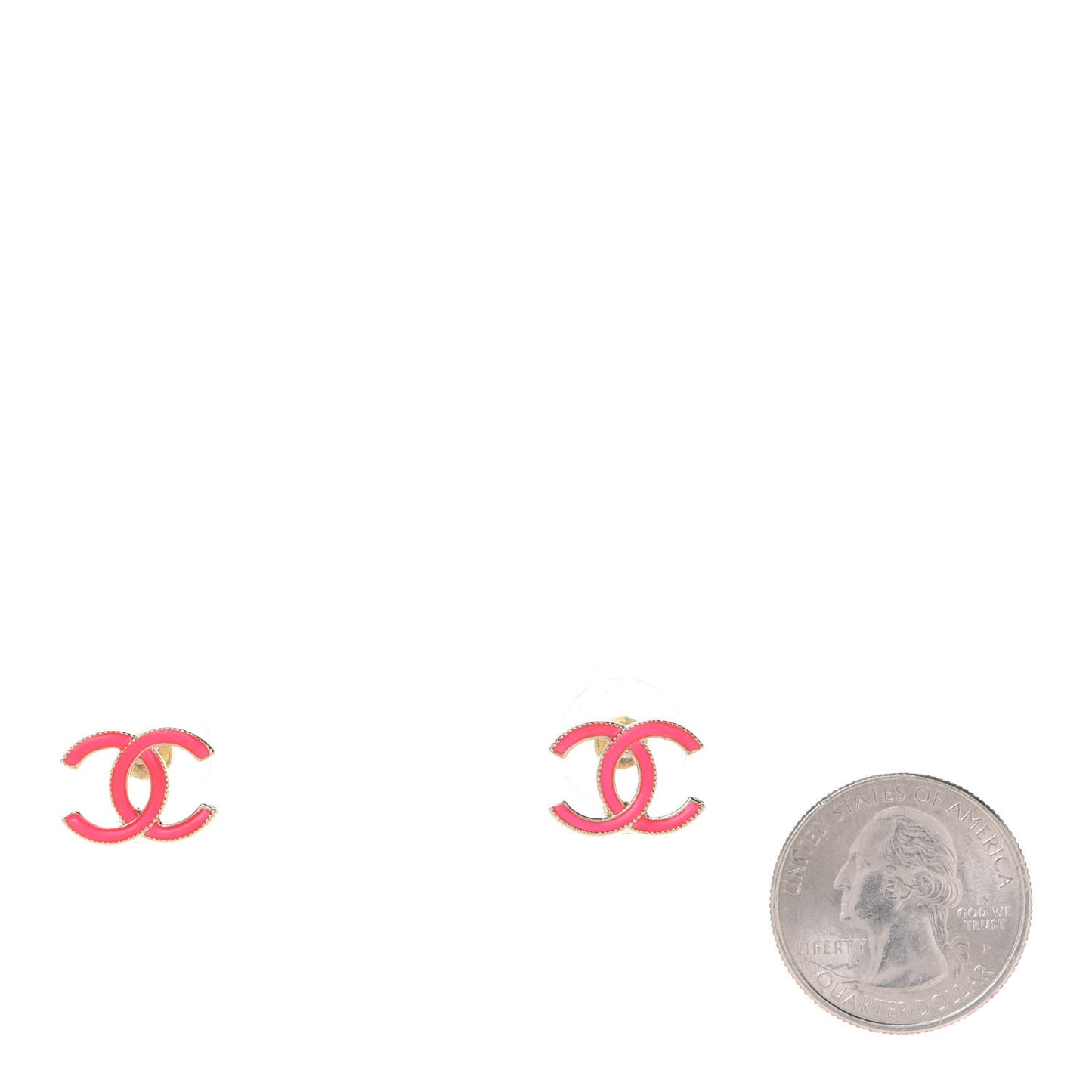 Enamel CC Earrings Pink Gold