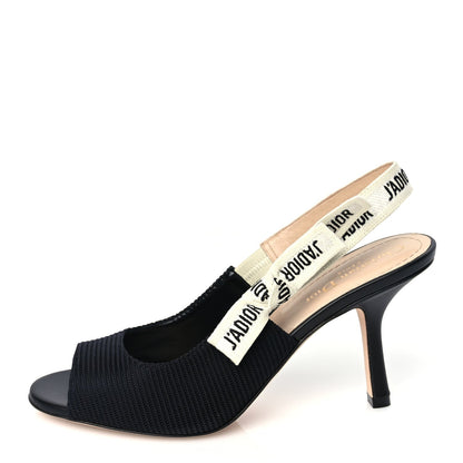 Christian Dior Technical Canvas Ribbon J'Adior Slingback 85mm Sandals 39 Black 1 of 9