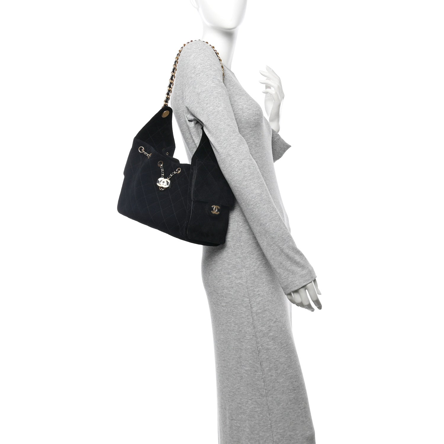 Chanel Suede Quilted Small Chanel 25 Handbag Black 2 of 10