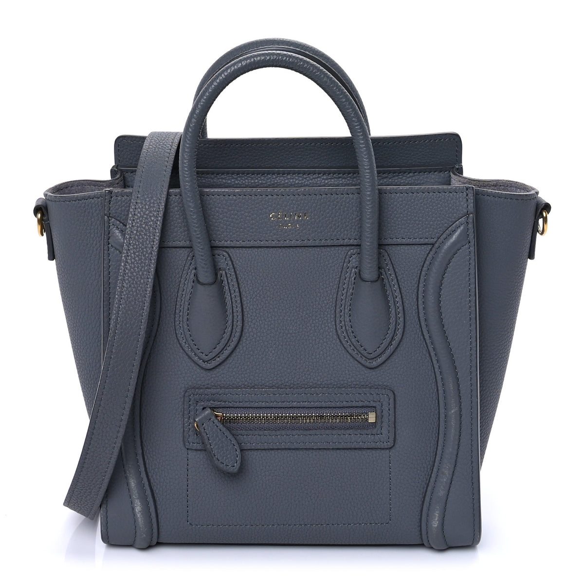 Celine Drummed Calfskin Nano Luggage Kohl 1 of 9