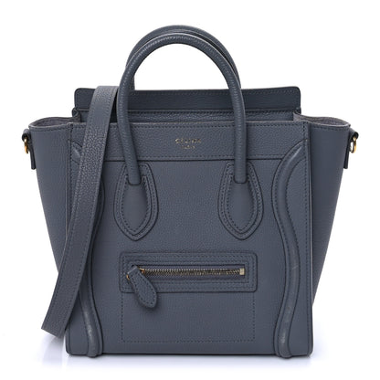 Celine Drummed Calfskin Nano Luggage Kohl 1 of 9