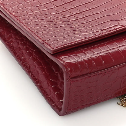 Saint Laurent Calfskin Crocodile Embossed Small Classic Monogram Kate Tassel Satchel Amaretto 7 of 8