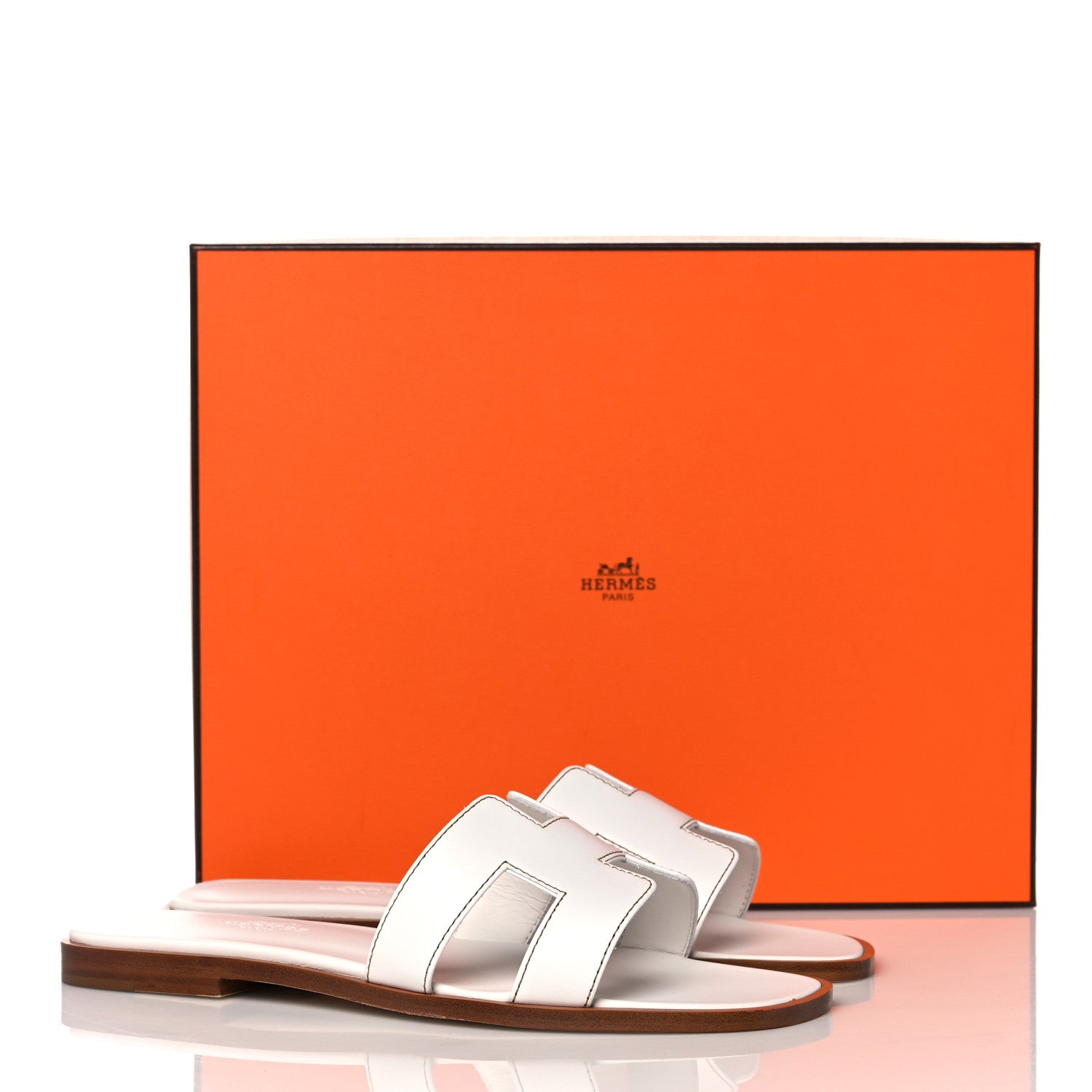 Hermes Box Calfskin Oran Sandals 35.5 White 9 of 9