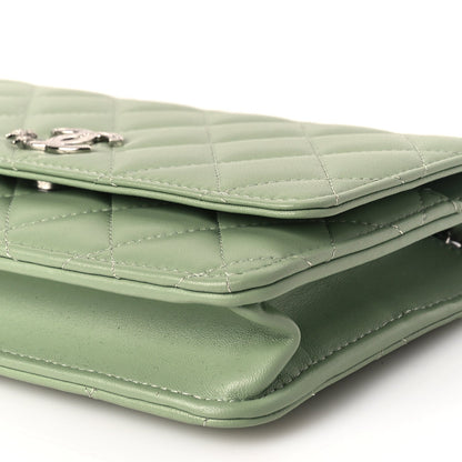 Chanel Lambskin Quilted Crystal Star Wallet On Chain WOC Green 9 of 9