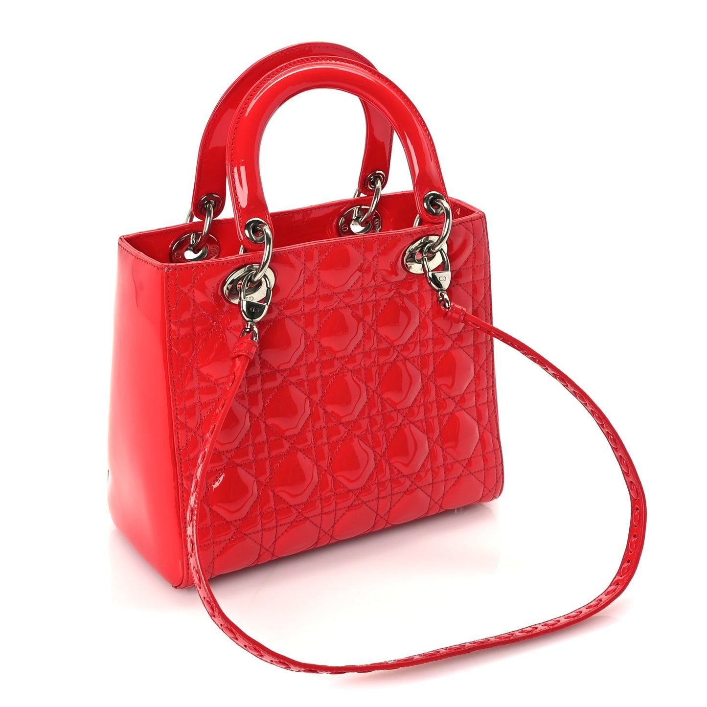Patent Cannage Medium Lady Dior  Red