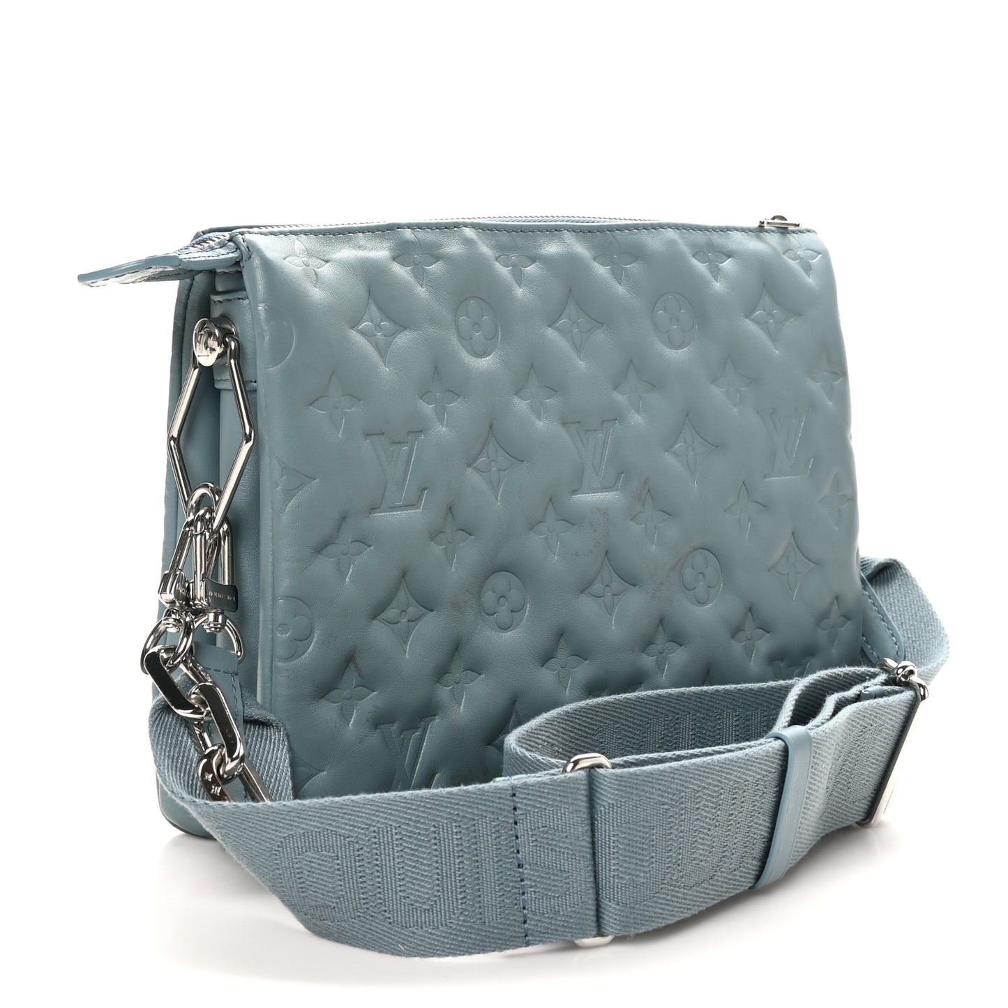 Lambskin Embossed Monogram Coussin PM Blue Glacier